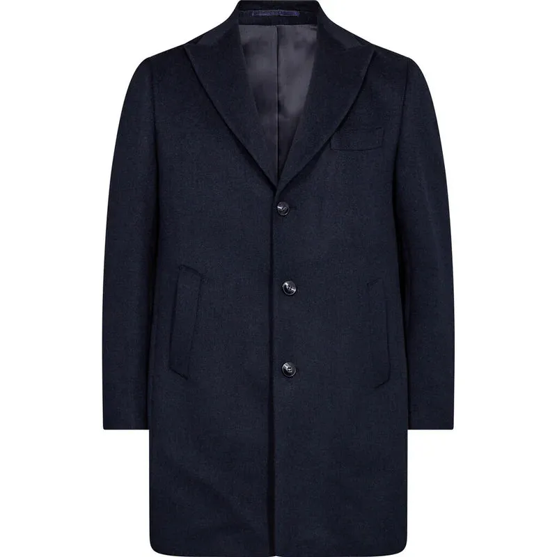 2BLIND2C NAVY WOOL & MOHAIR COAT