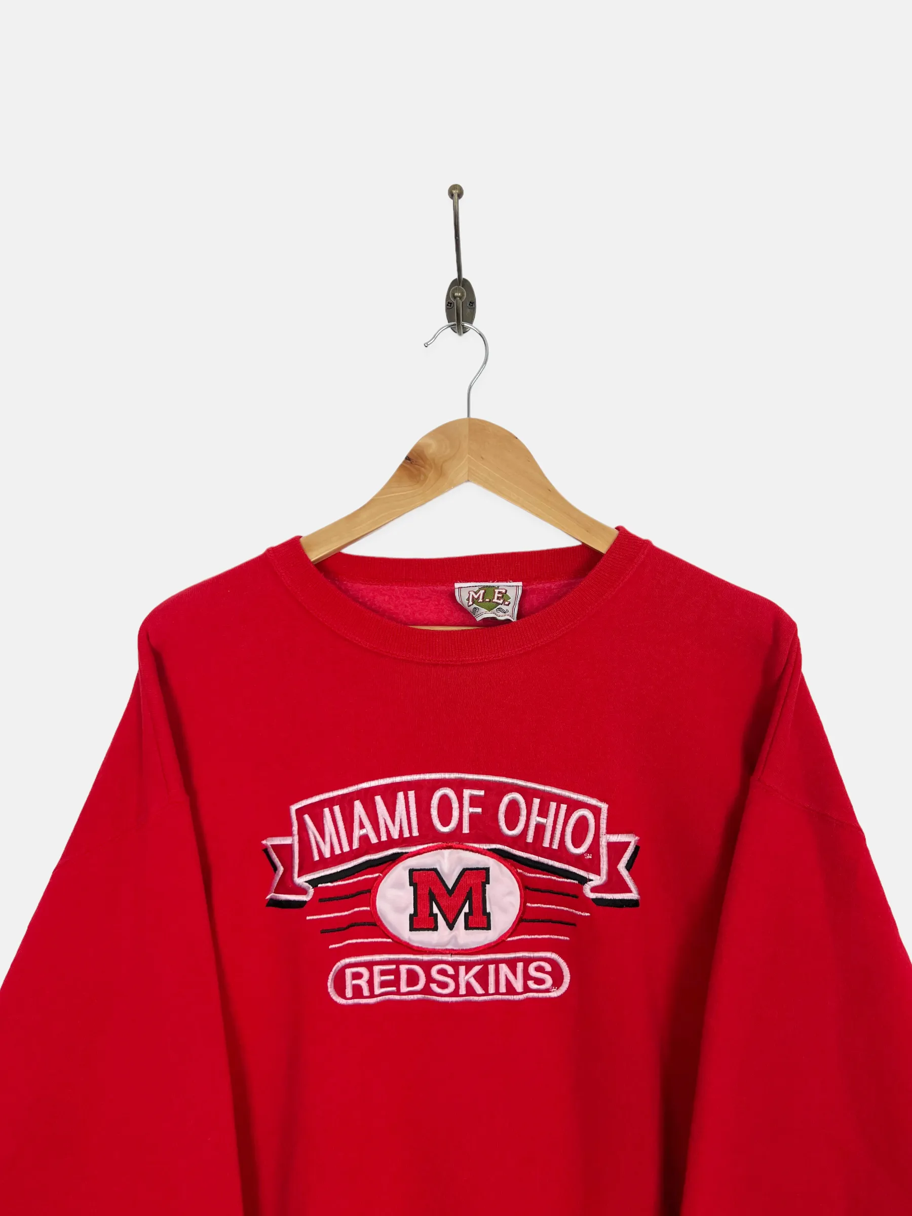 90's Miami University Redskins USA Made Embroidered Vintage Sweatshirt Size L