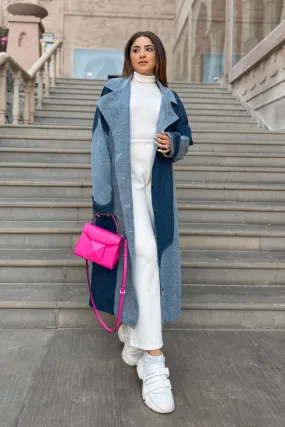 AASHNA SHROFF DENIM COLOR BLOCK TRENCH