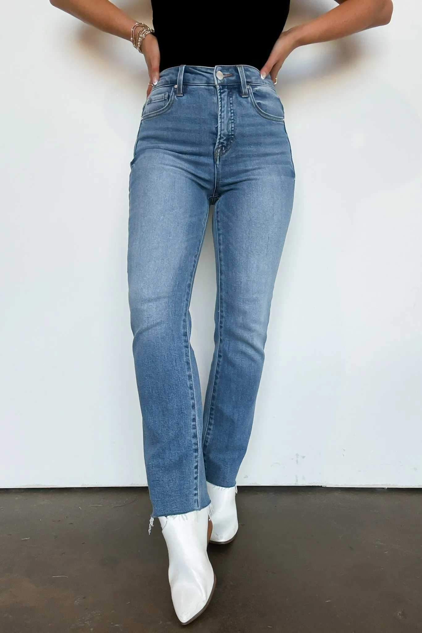 Adelene Tummy Control High Rise Crop Straight Jeans