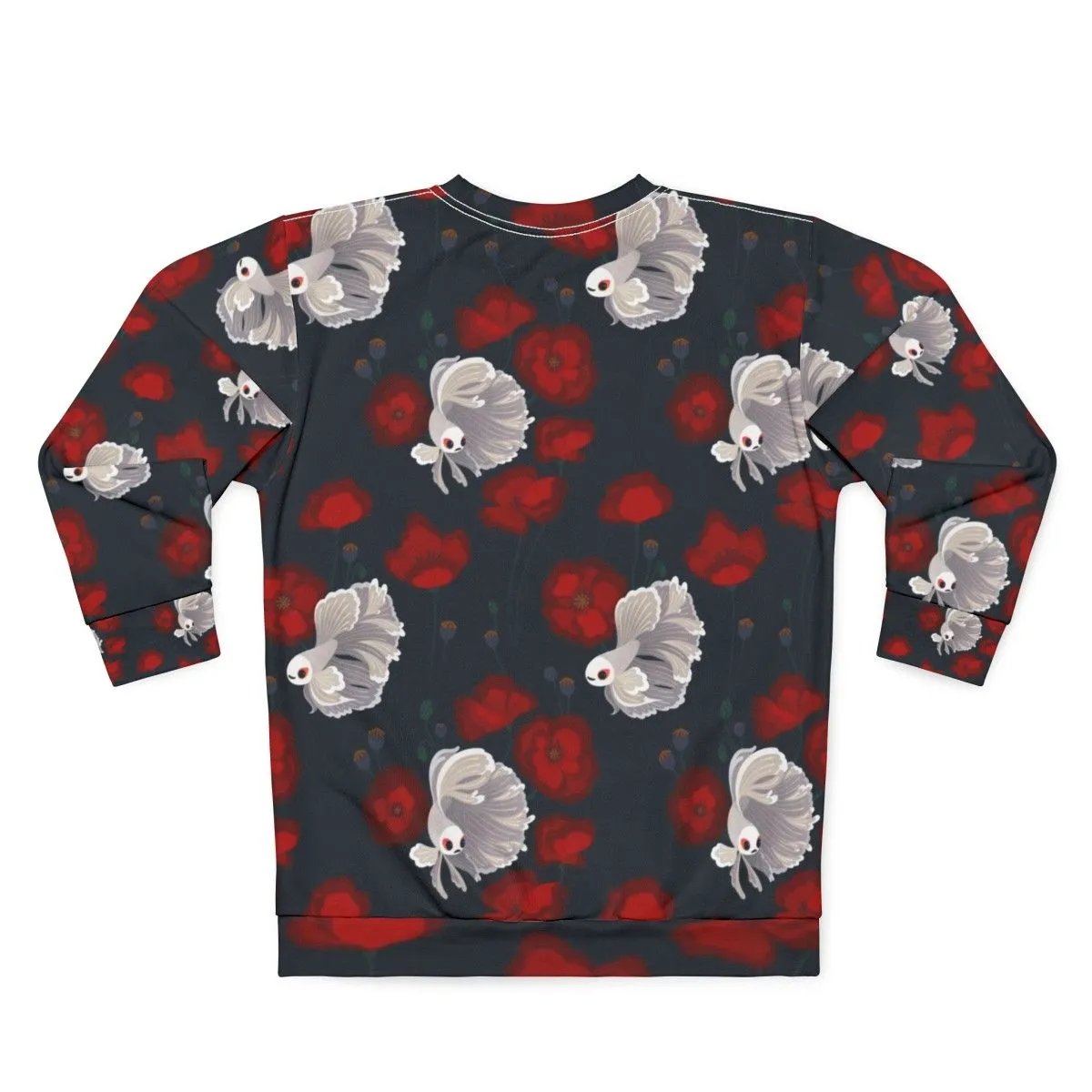 Adorable Betta Fish and Poppy Flower Sweatshirt