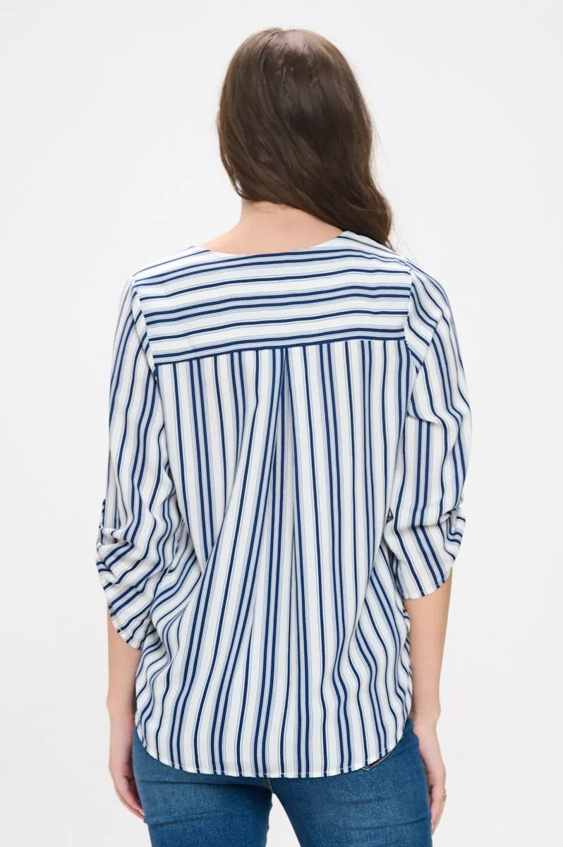 Alexa Surplice Roll Tab Blouse