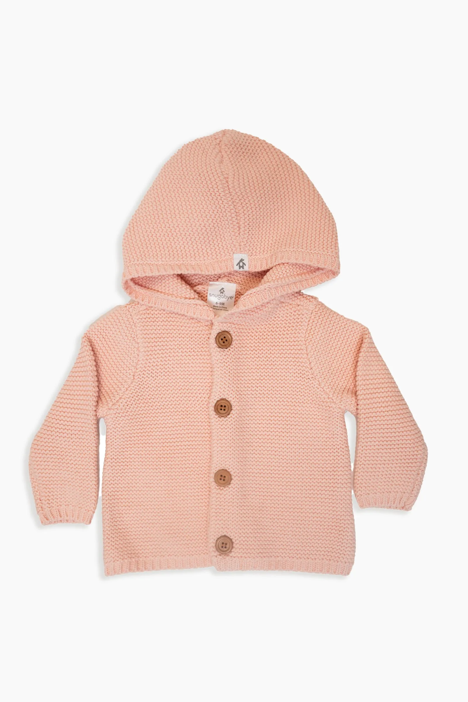 Baby Knit Cardigan with Hood - Misty Rose