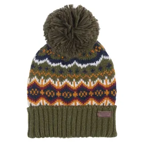 Barbour Mens Case Fairisle Beanie Hat Olive