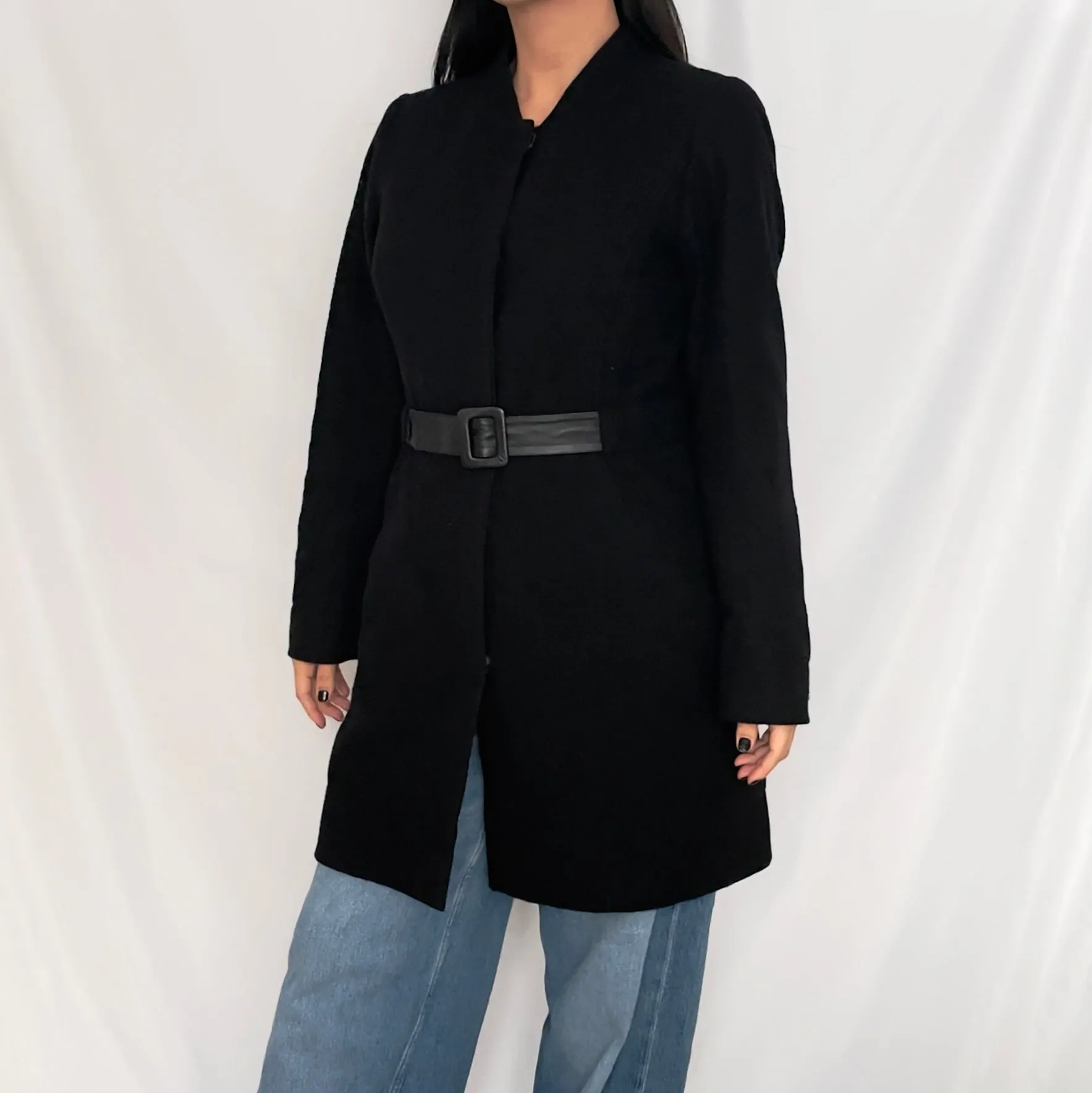 Belted Bouclé Wool Coat, size EU40