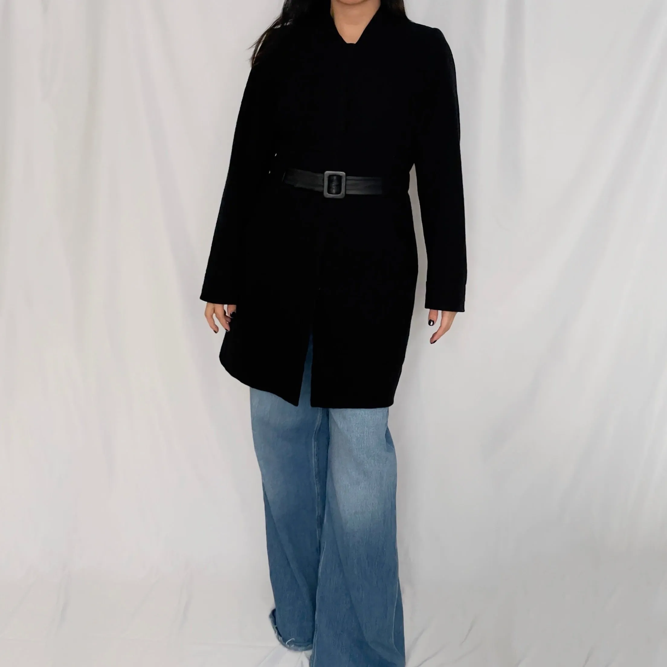 Belted Bouclé Wool Coat, size EU40