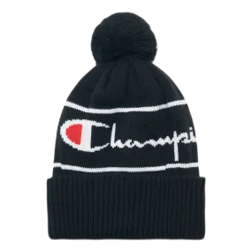 Big Logo Pon Pon Beanie Black