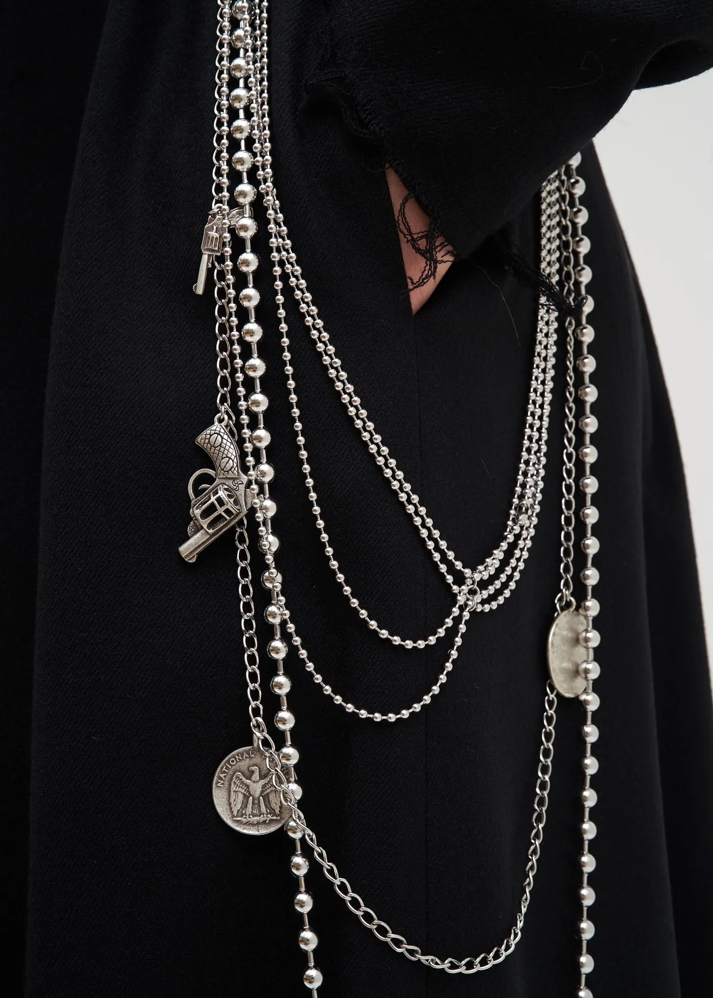 Black Distressed Wool Coat