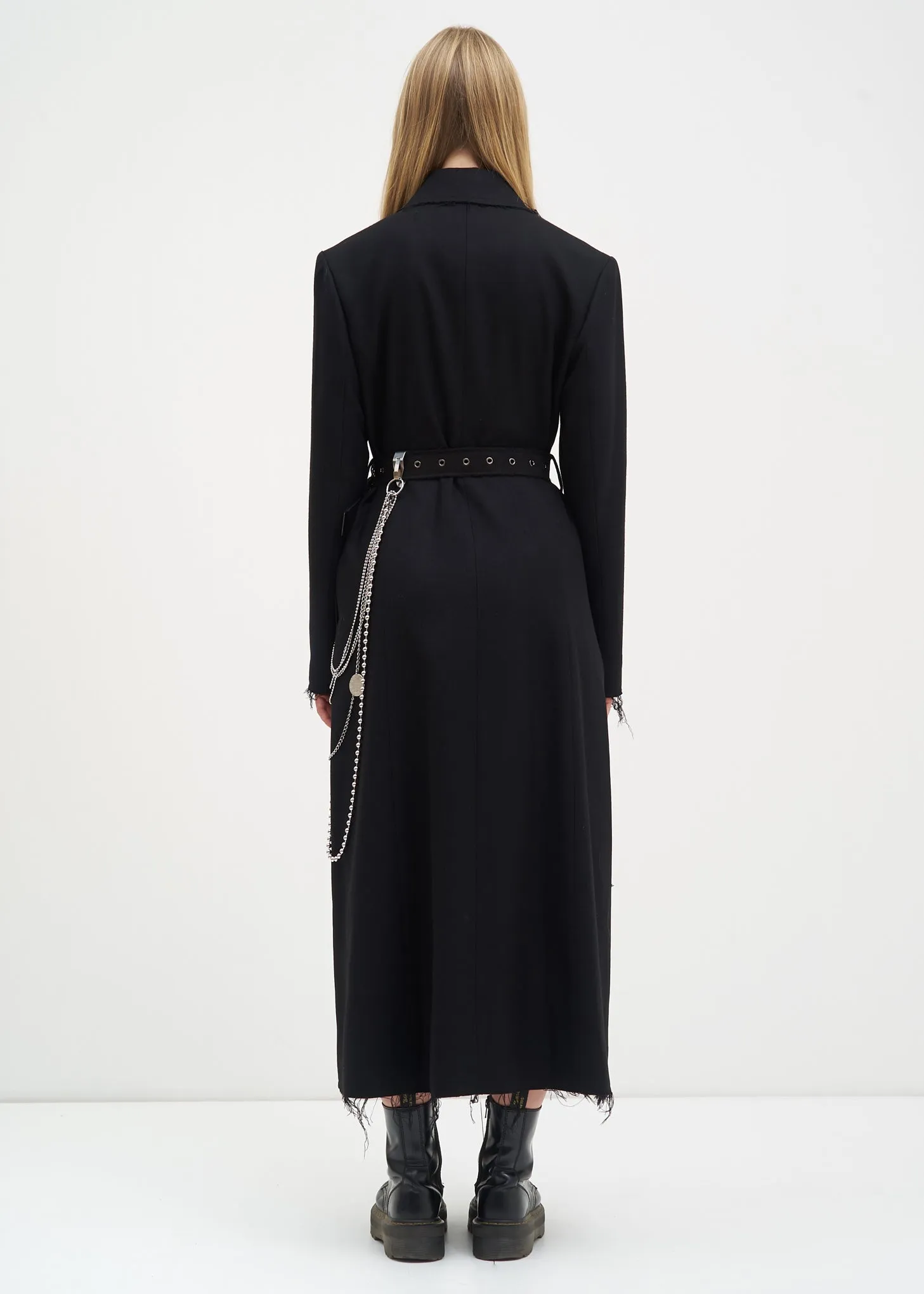Black Distressed Wool Coat