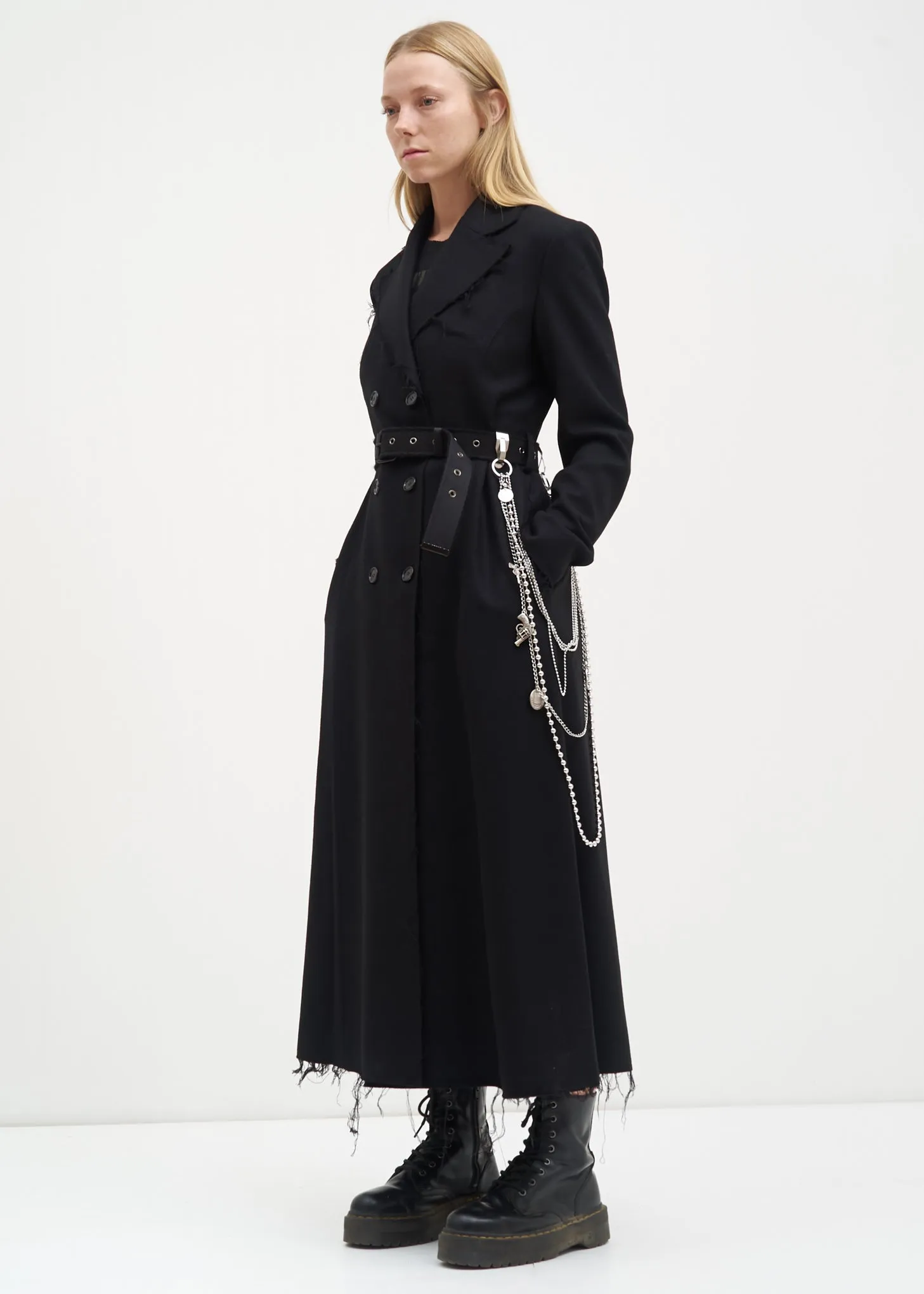 Black Distressed Wool Coat