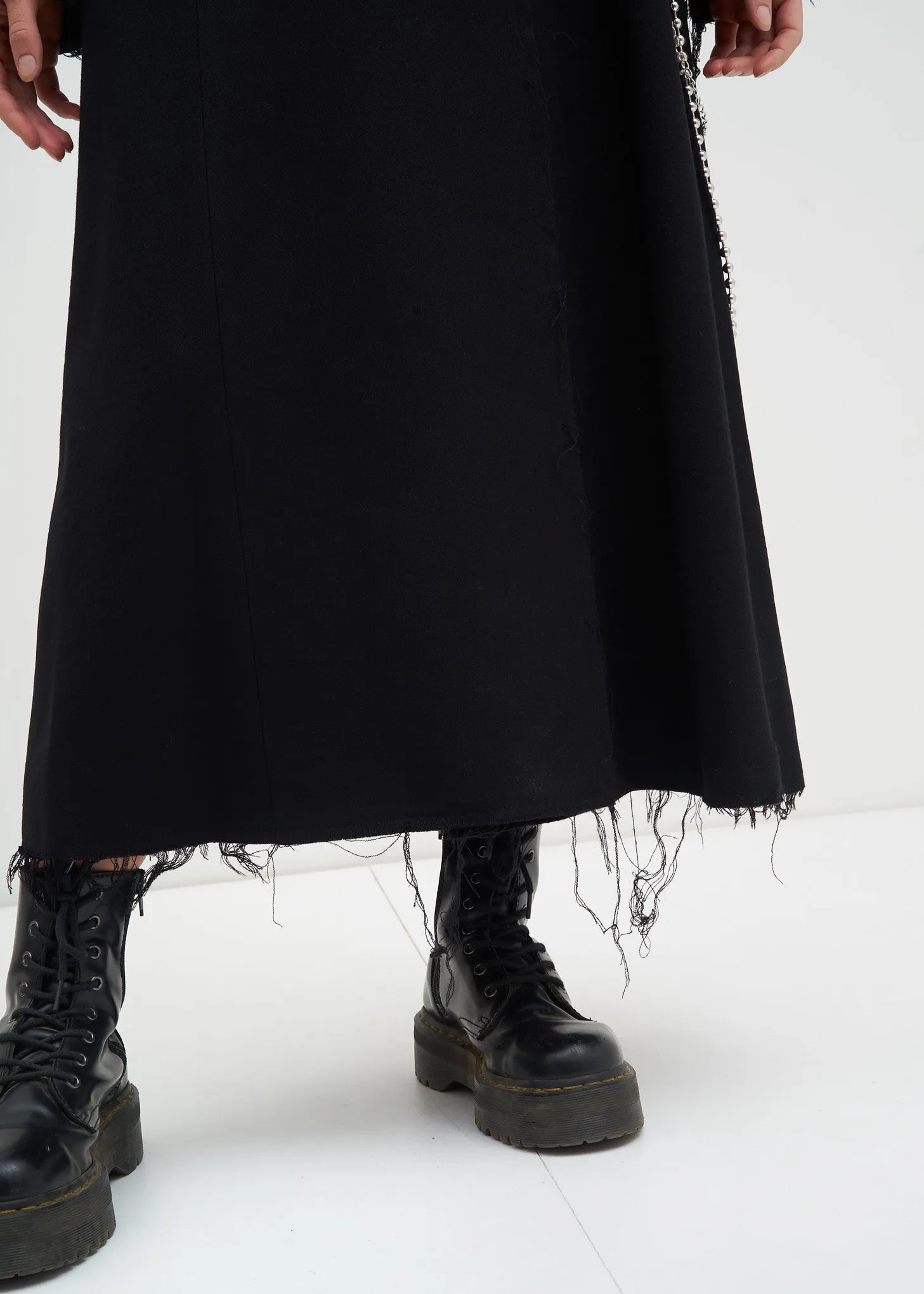Black Distressed Wool Coat