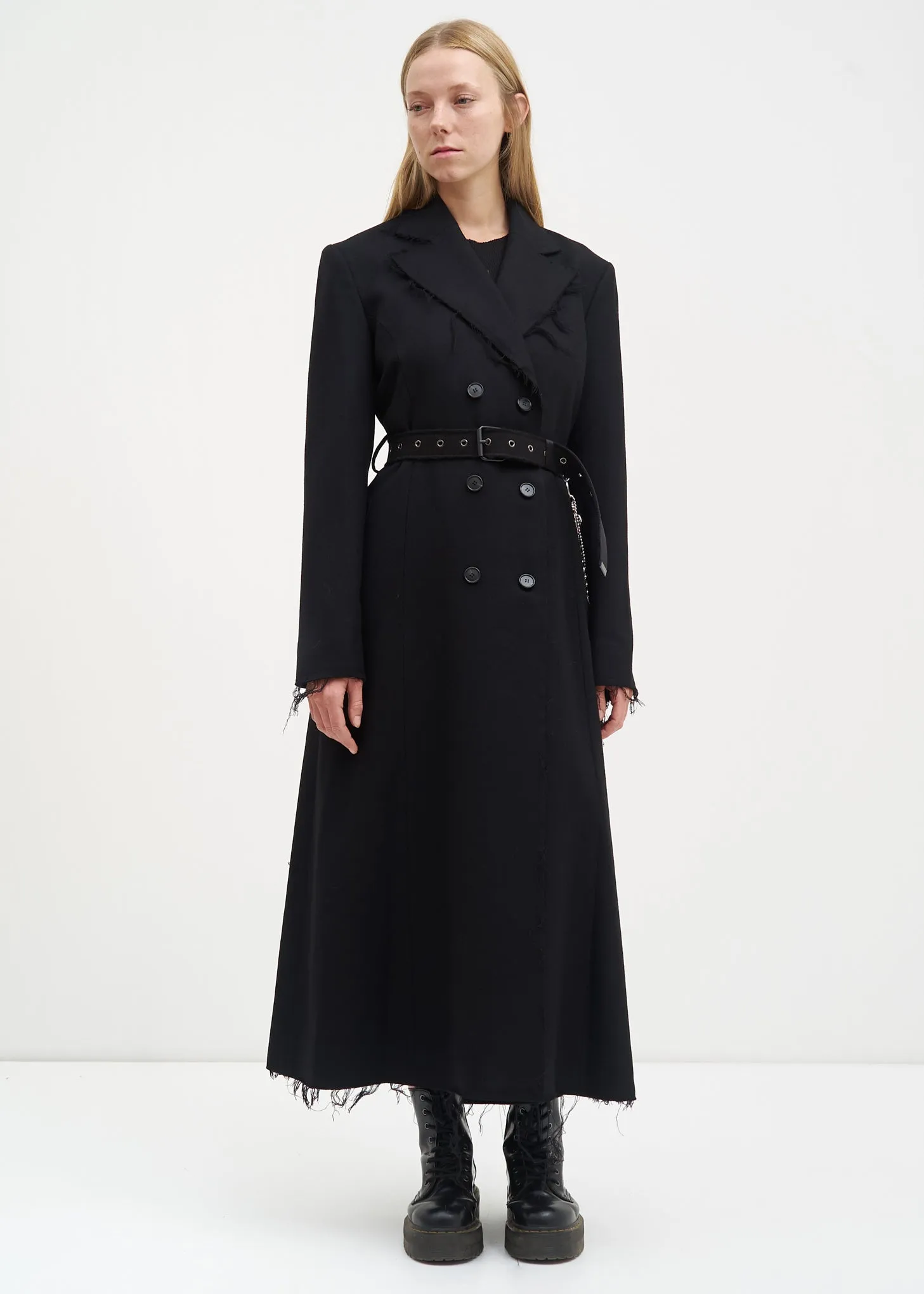 Black Distressed Wool Coat