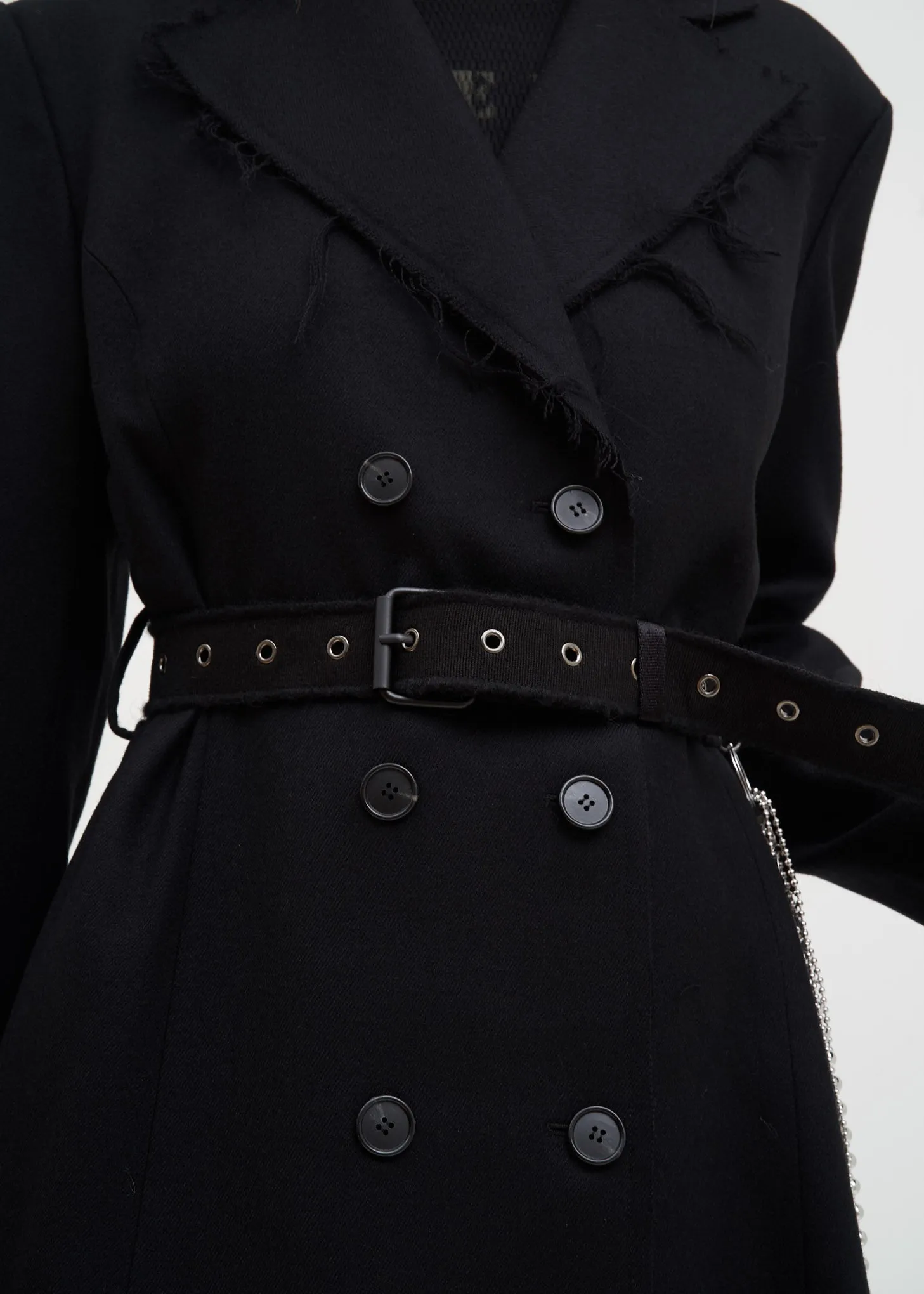 Black Distressed Wool Coat