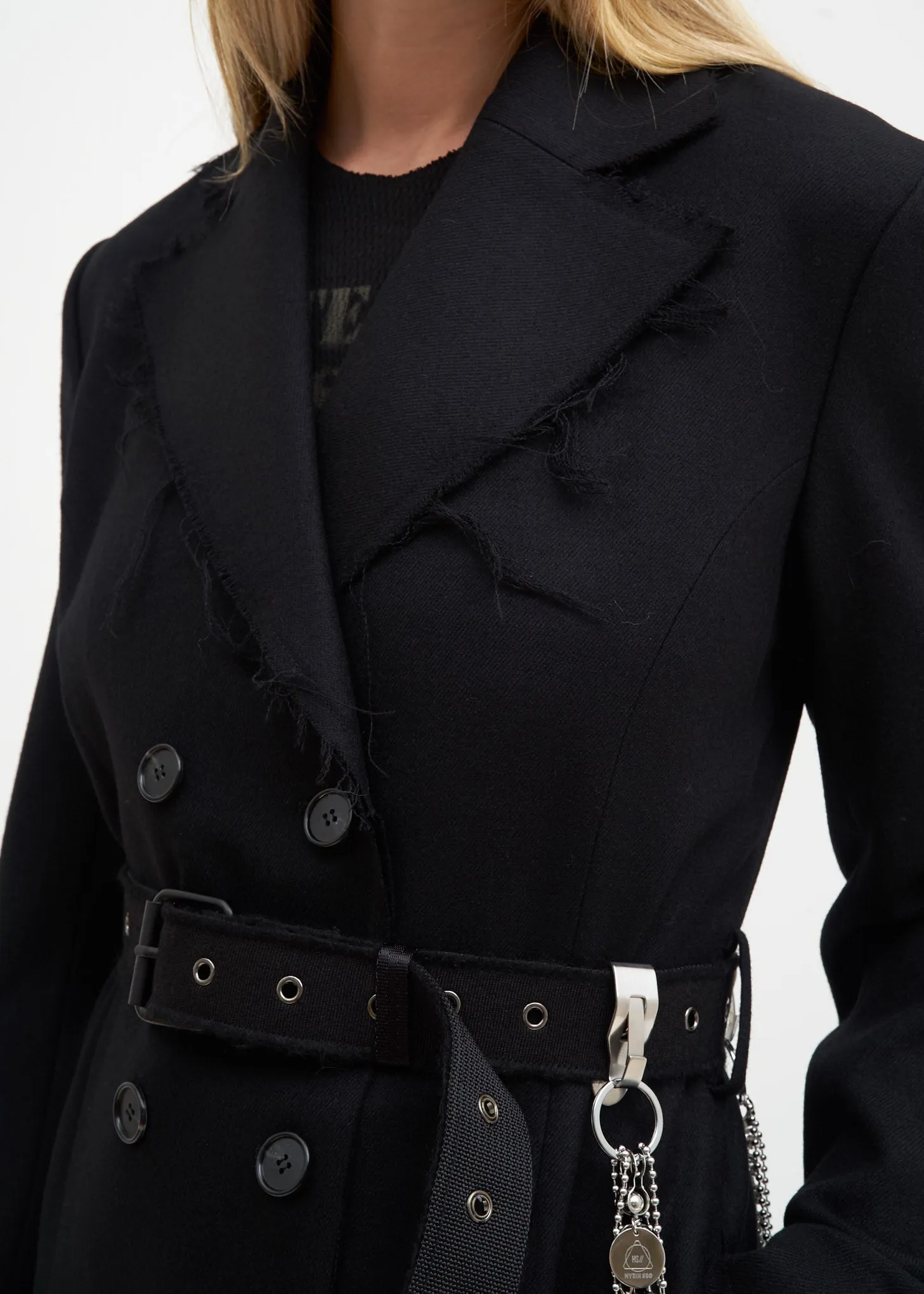 Black Distressed Wool Coat