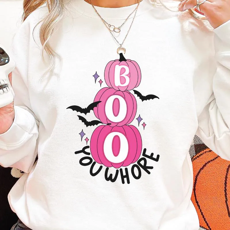 Boo You Whore Sweatshirt, Horror Movie Sweatshirt, Mean Girls Halloween Sweatshirt, Spooky Sweatshirt, Horror Bleached Sweatshirt, Pumpkin