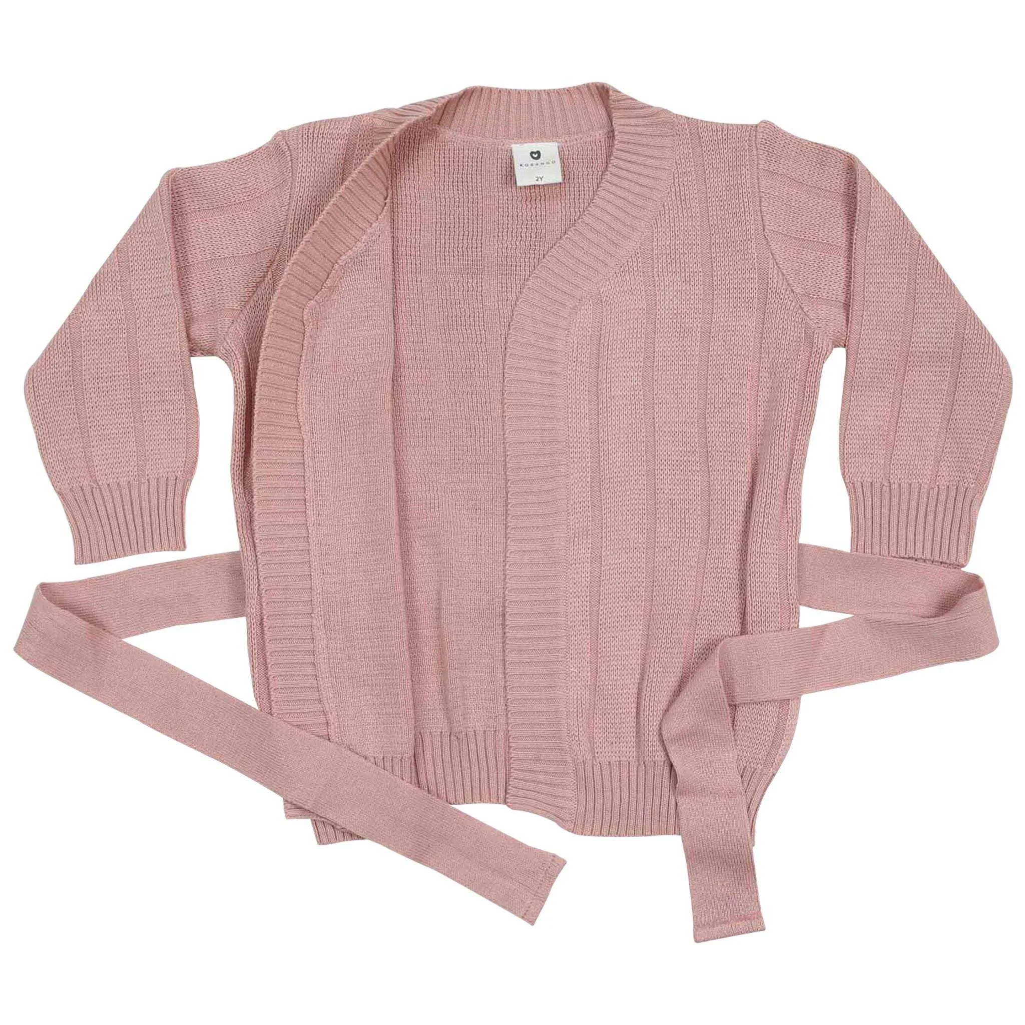 Cable Knit Cardigan with Tie Pink