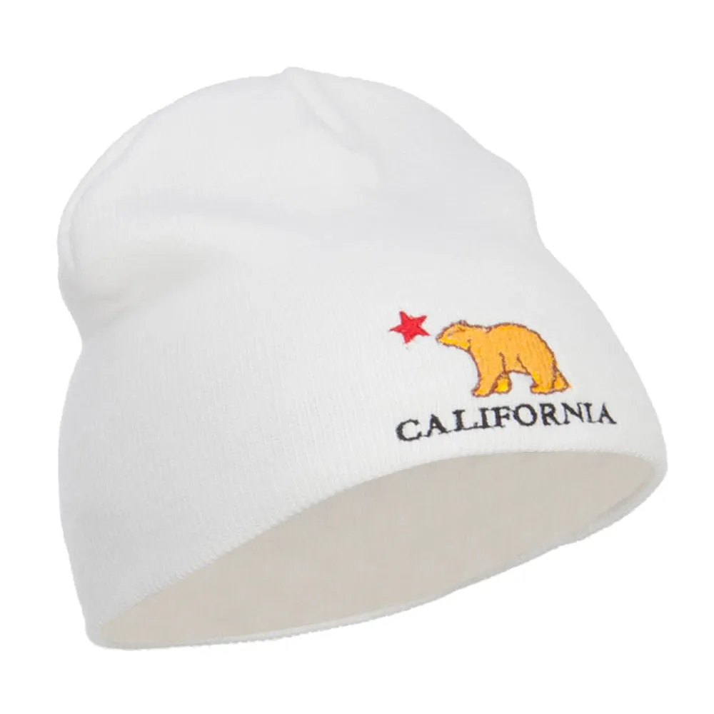 California Bear Embroidered Short Beanie