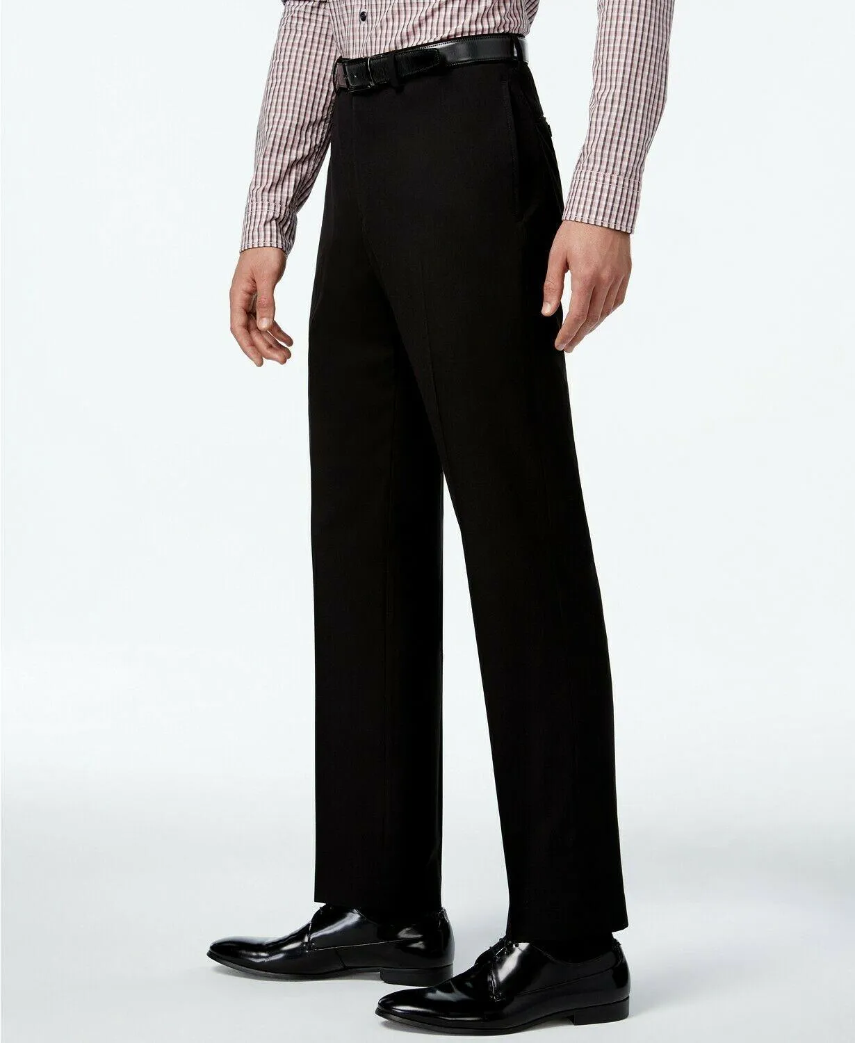 Calvin Klein Mens Slim fit Dress Pants 38 / 30 Black Solid Stretch