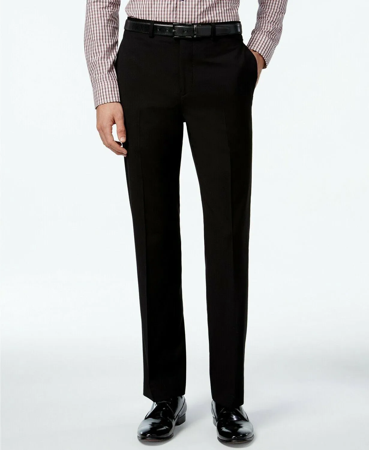 Calvin Klein Mens Slim fit Dress Pants 38 / 30 Black Solid Stretch