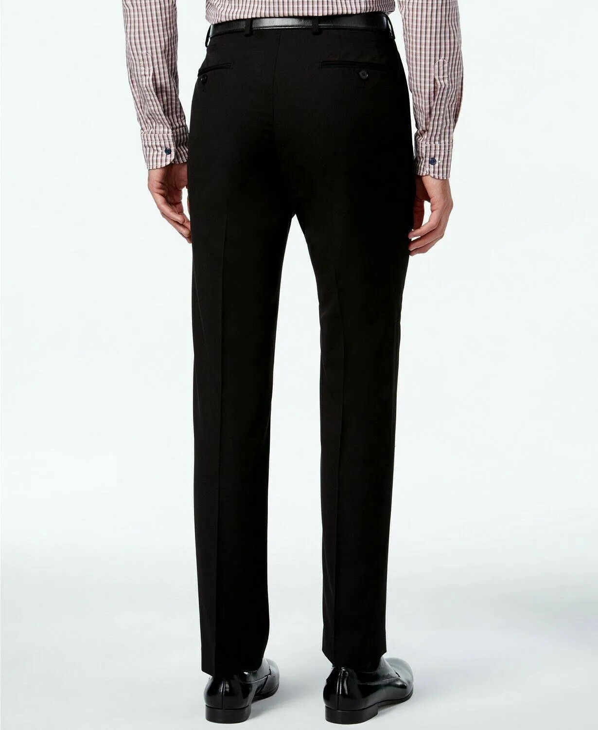 Calvin Klein Mens Slim fit Dress Pants 38 / 30 Black Solid Stretch