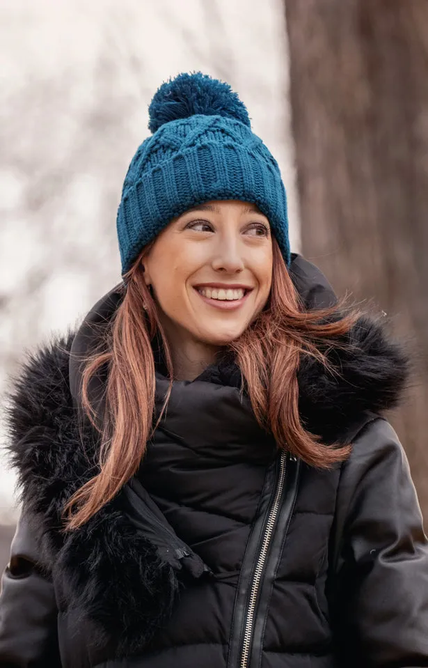 CANADA-MADE RECYCLED FLEECE LINED POM BEANIE
