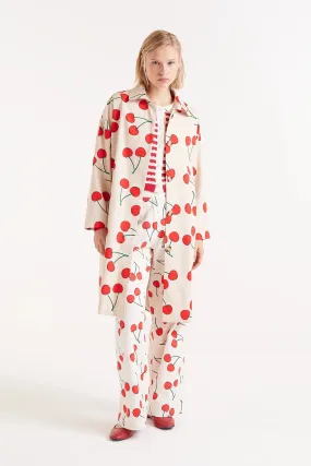 Cherry Print Trench Jacket