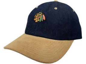 Chicago Blackhawks Mitchell & Ness Denim & Corduroy Adj. Strapback Hat Cap