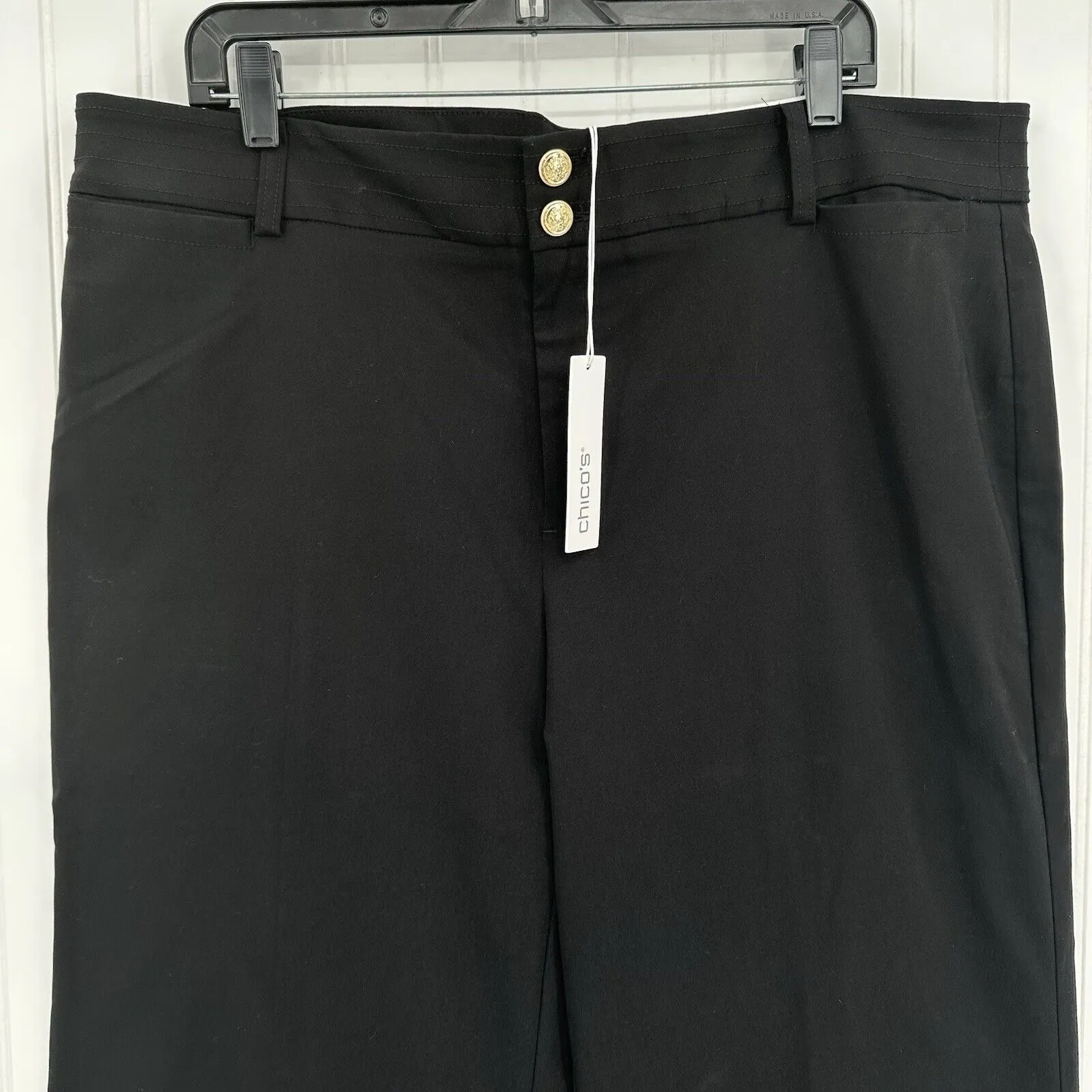 Chicos Pants 3.5 Women US 18 Wide Leg Trouser Black Dress Pant Career Office NEW