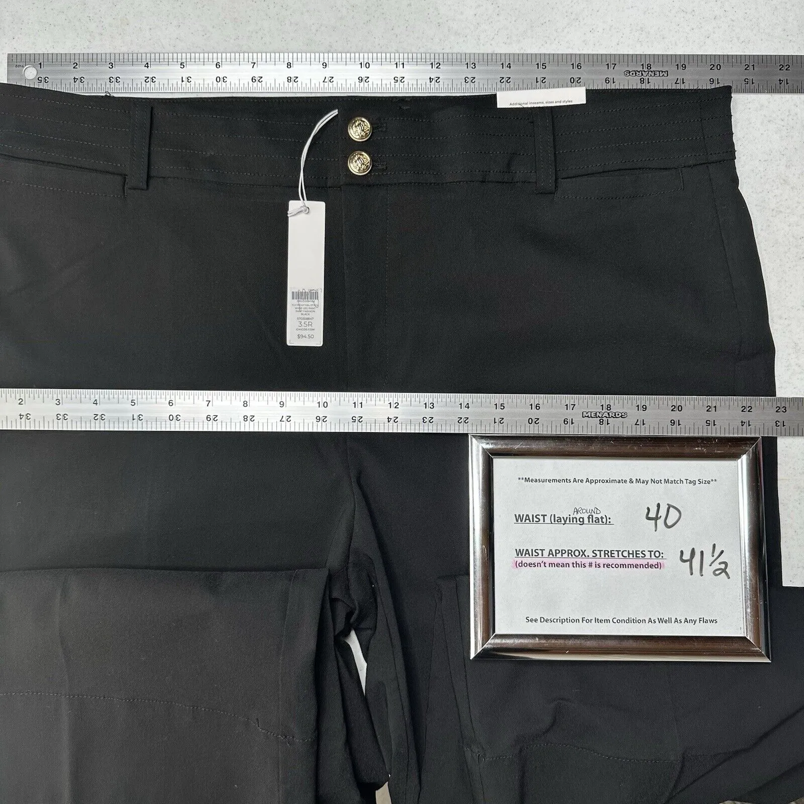 Chicos Pants 3.5 Women US 18 Wide Leg Trouser Black Dress Pant Career Office NEW