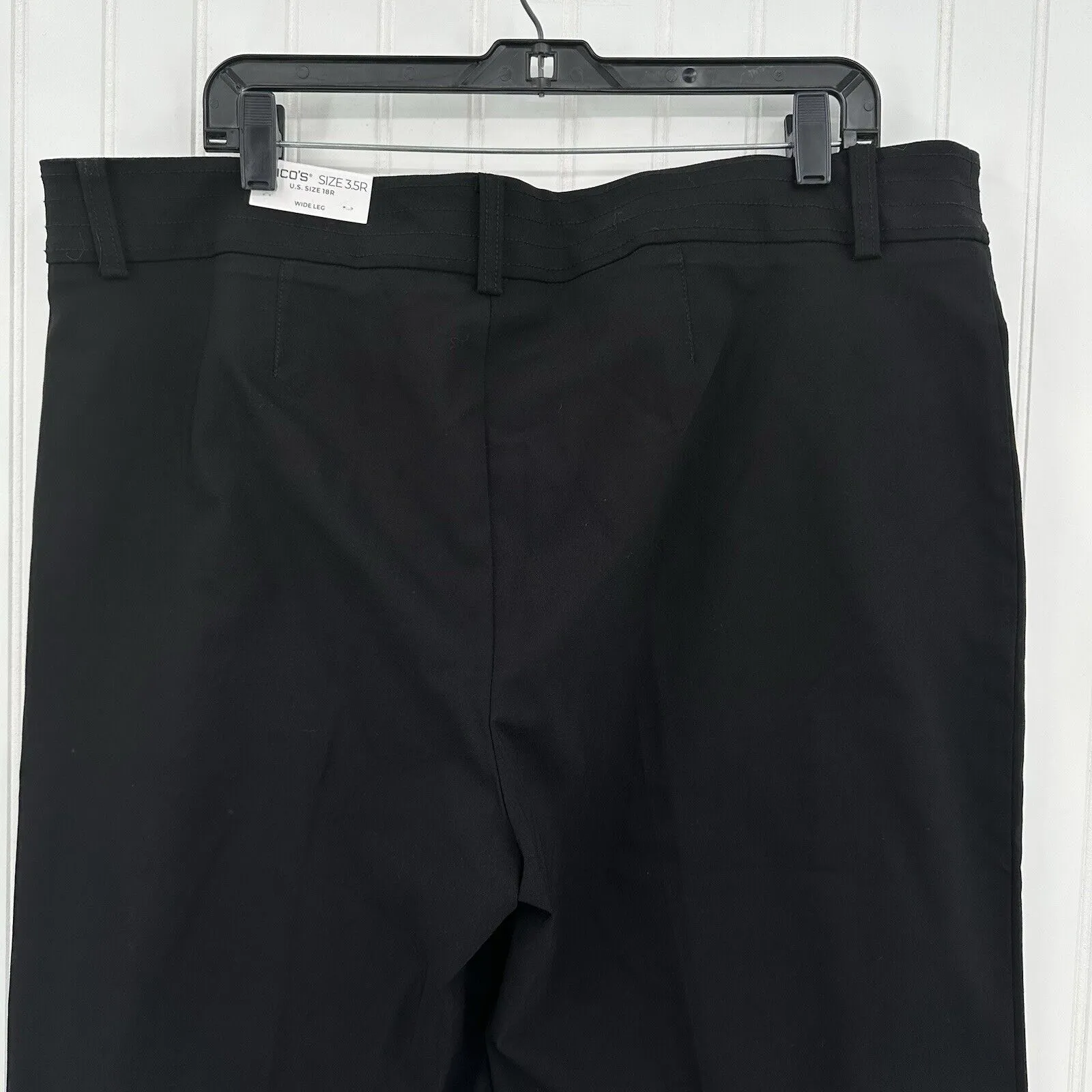 Chicos Pants 3.5 Women US 18 Wide Leg Trouser Black Dress Pant Career Office NEW