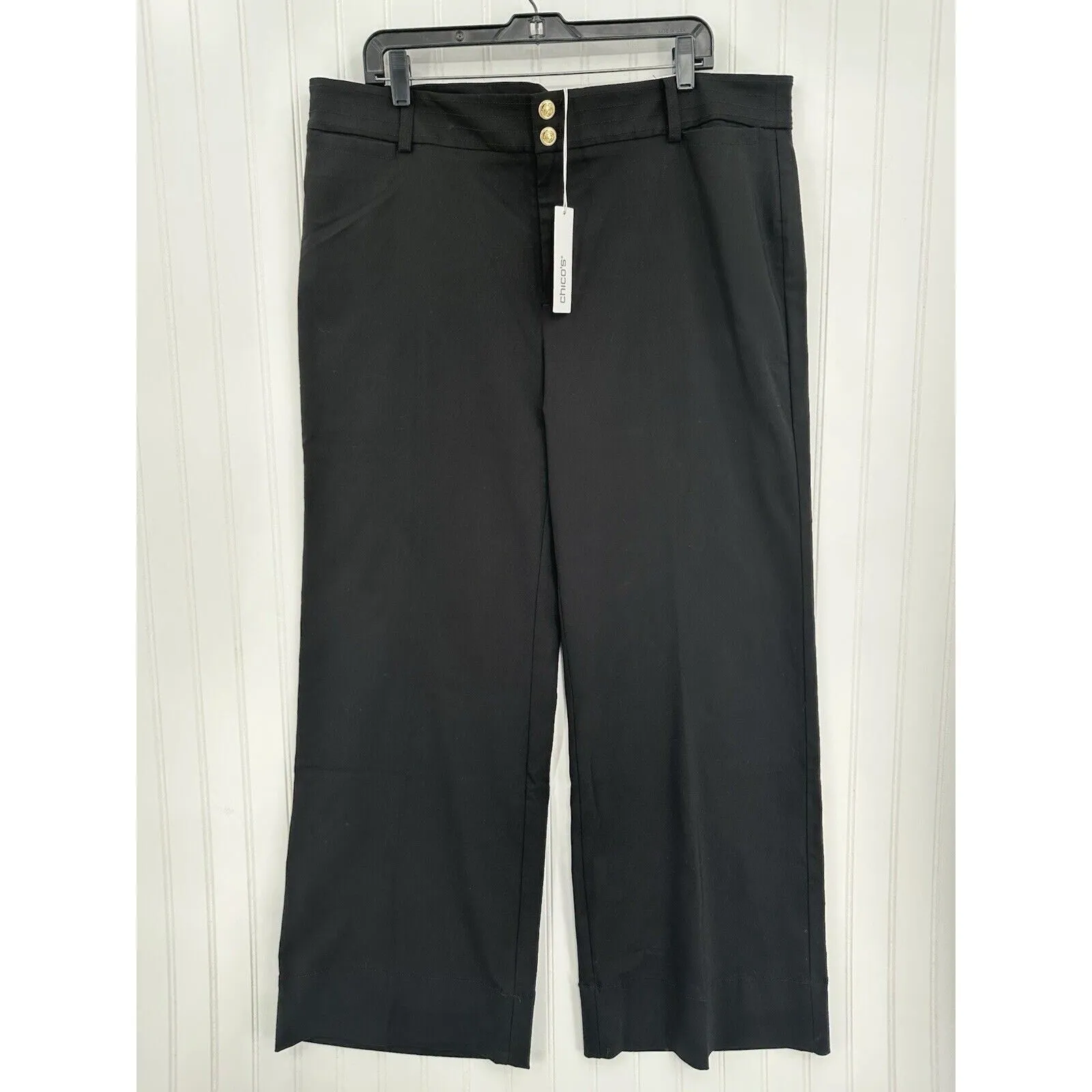 Chicos Pants 3.5 Women US 18 Wide Leg Trouser Black Dress Pant Career Office NEW