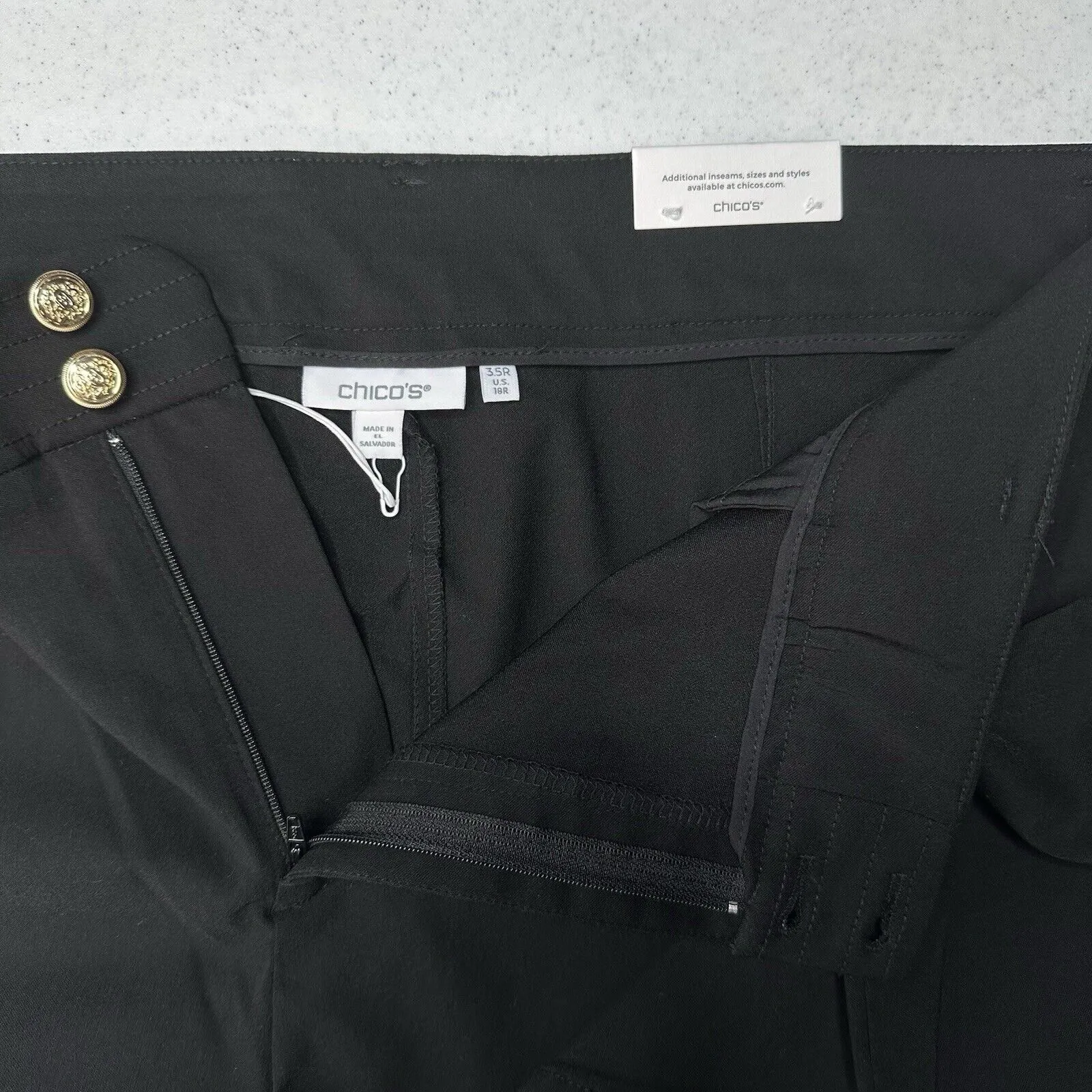 Chicos Pants 3.5 Women US 18 Wide Leg Trouser Black Dress Pant Career Office NEW