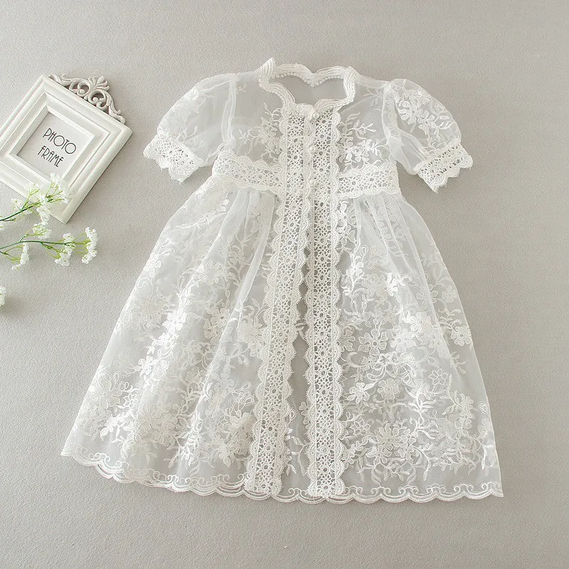Christening Dress, Hat & Lace Cape (0-24M)