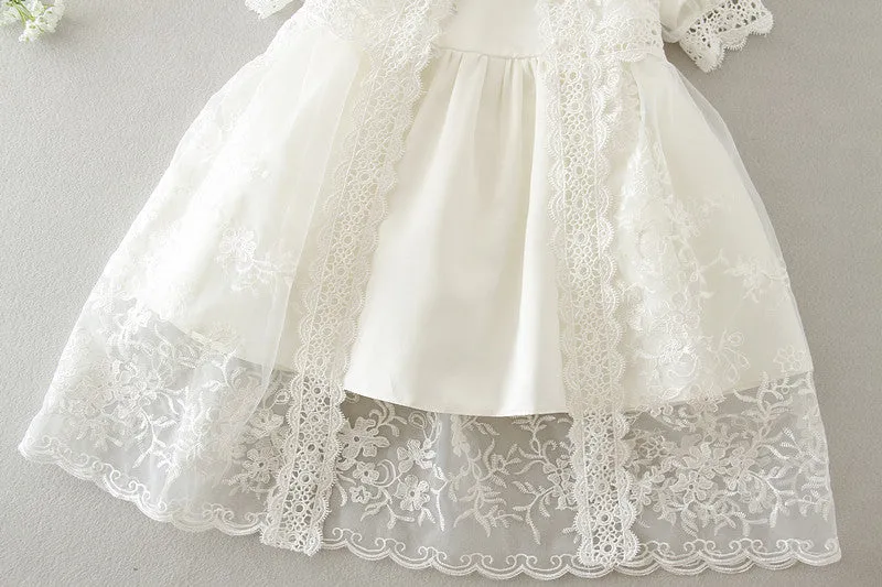 Christening Dress, Hat & Lace Cape (0-24M)
