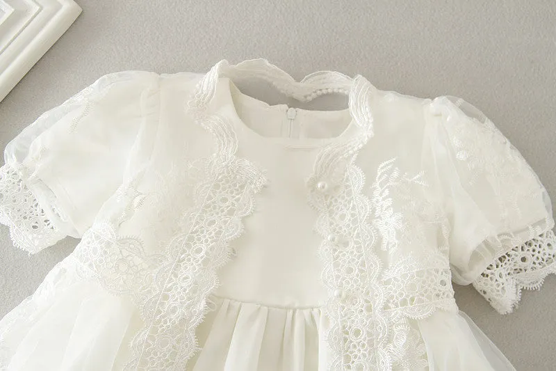 Christening Dress, Hat & Lace Cape (0-24M)