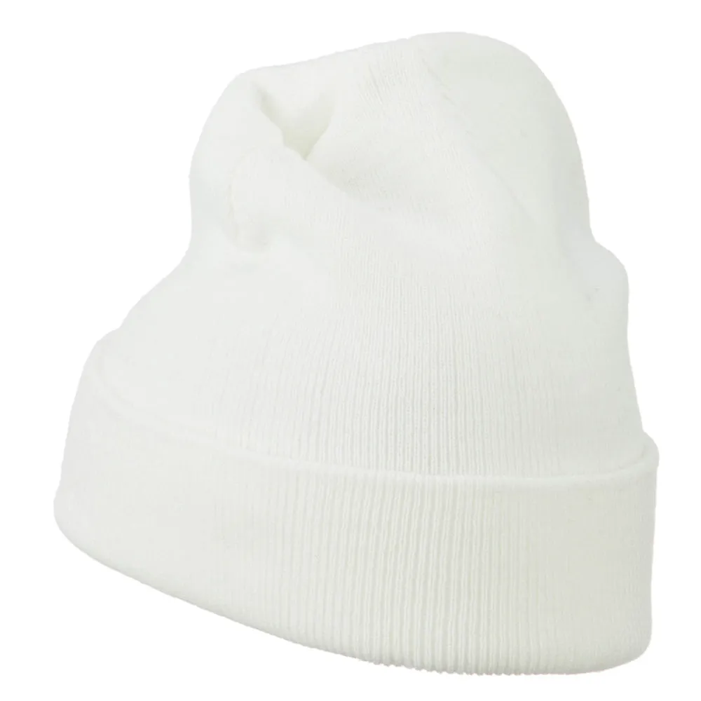 Christmas Embroidered Long Cuff Beanie