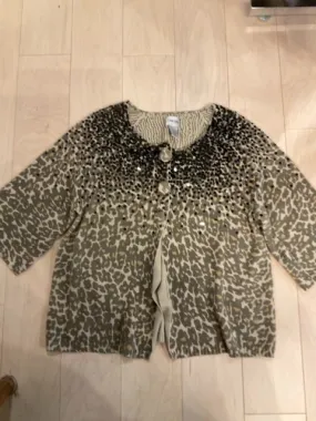 {{ClientCode}} BLK/LEOPARD CHICOS SEQUIN CARDIGAN, 2