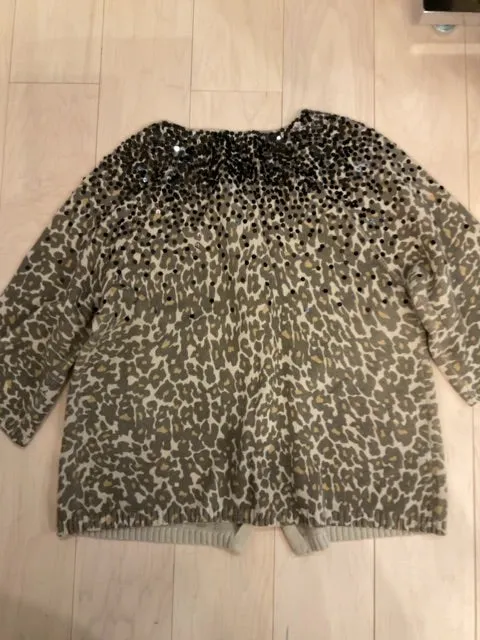 {{ClientCode}} BLK/LEOPARD CHICOS SEQUIN CARDIGAN, 2