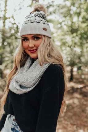 Colorado Cutie Faux Fur Pom Beanie in Light Grey