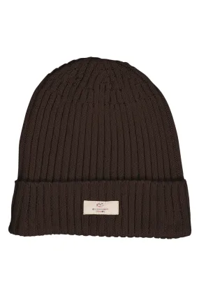COTTON KNITTED CLASSIC BEANIE - DK BROWN