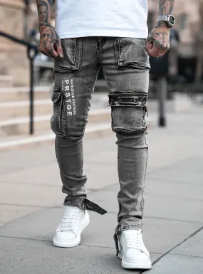 Couture Cargo Jeans in Grey