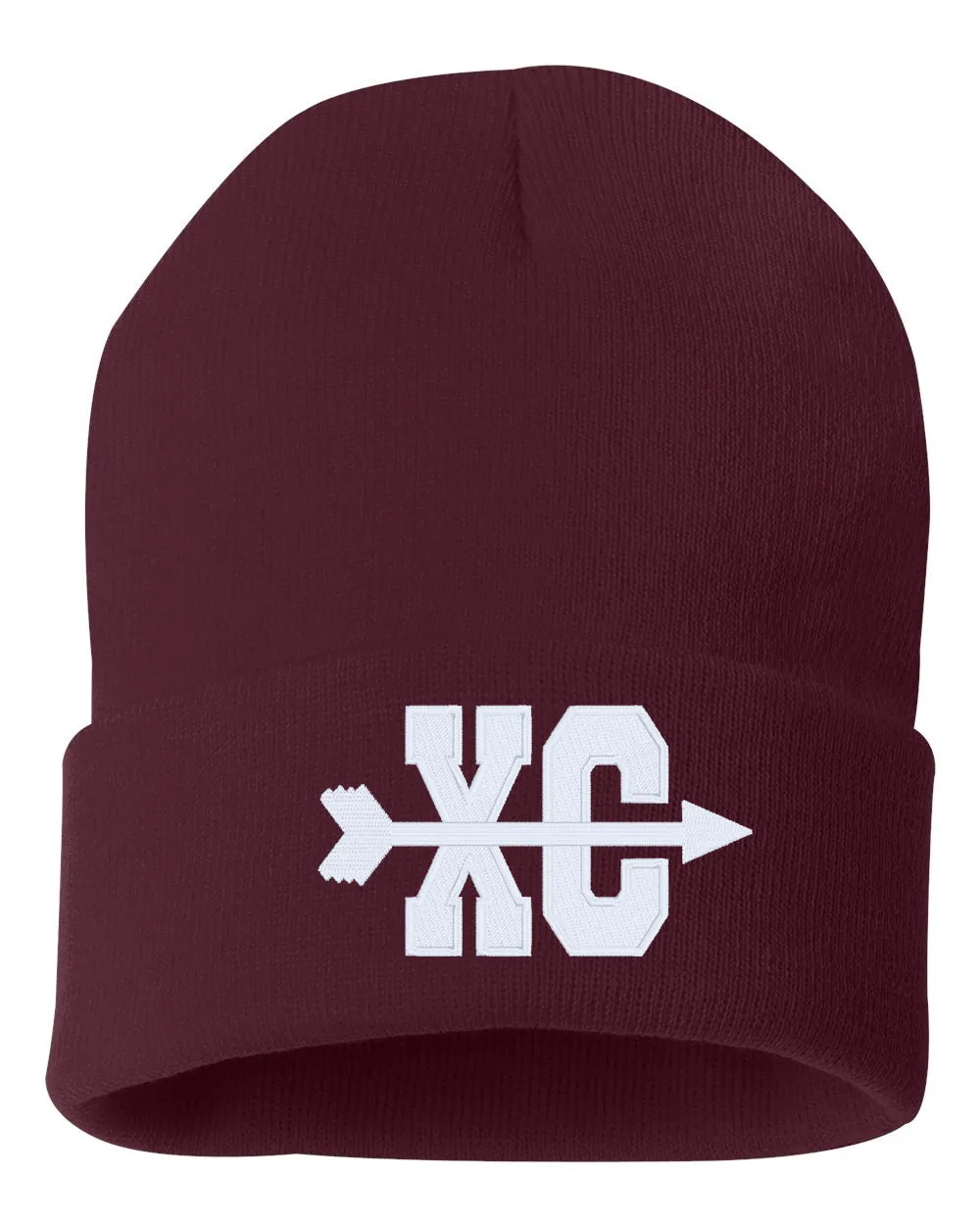 Cross Country XC Symbol Embroidered Cuffed Beanie Hat