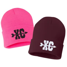 Cross Country XC Symbol Embroidered Cuffed Beanie Hat