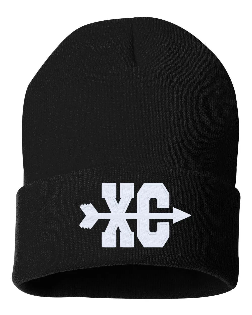 Cross Country XC Symbol Embroidered Cuffed Beanie Hat