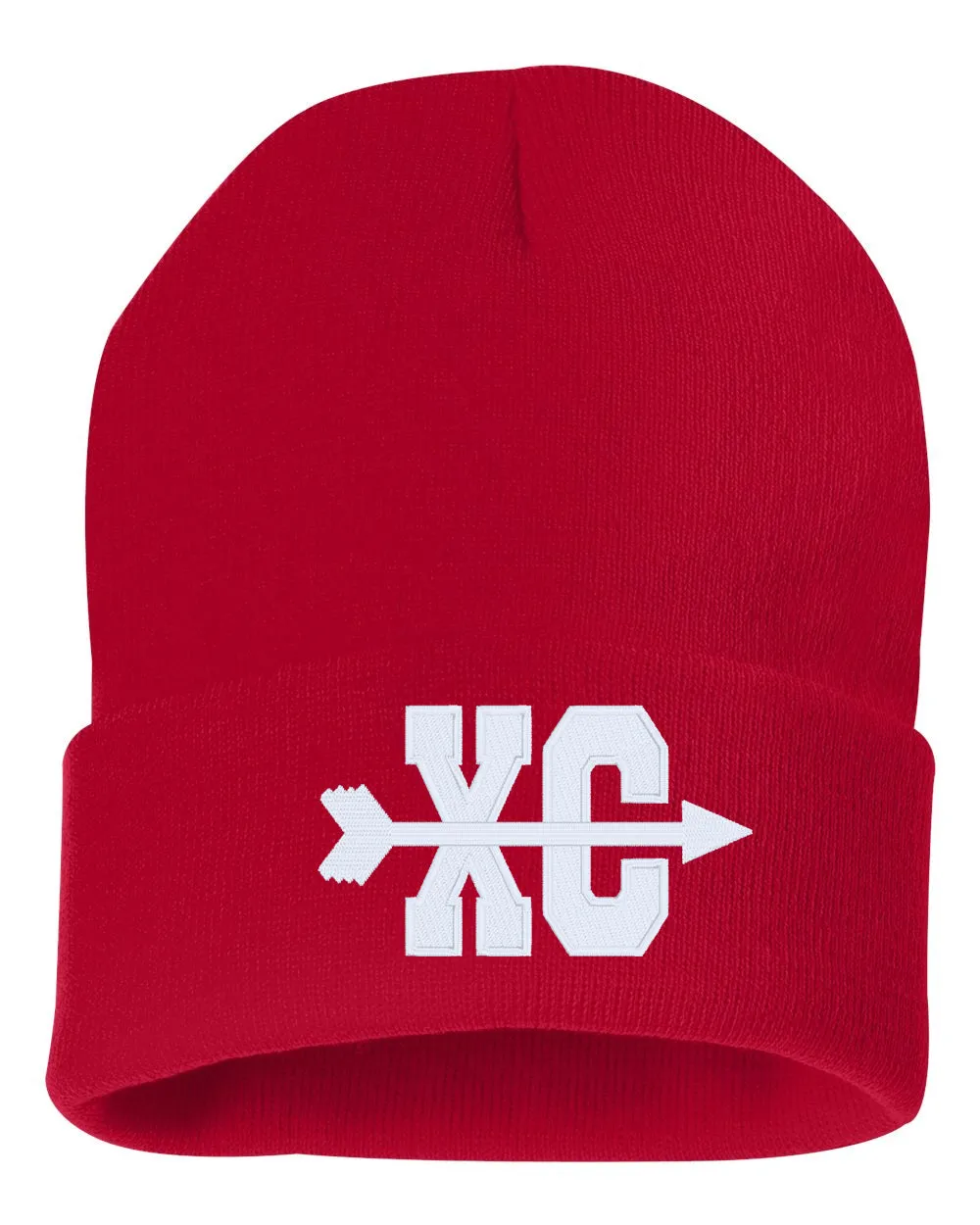 Cross Country XC Symbol Embroidered Cuffed Beanie Hat