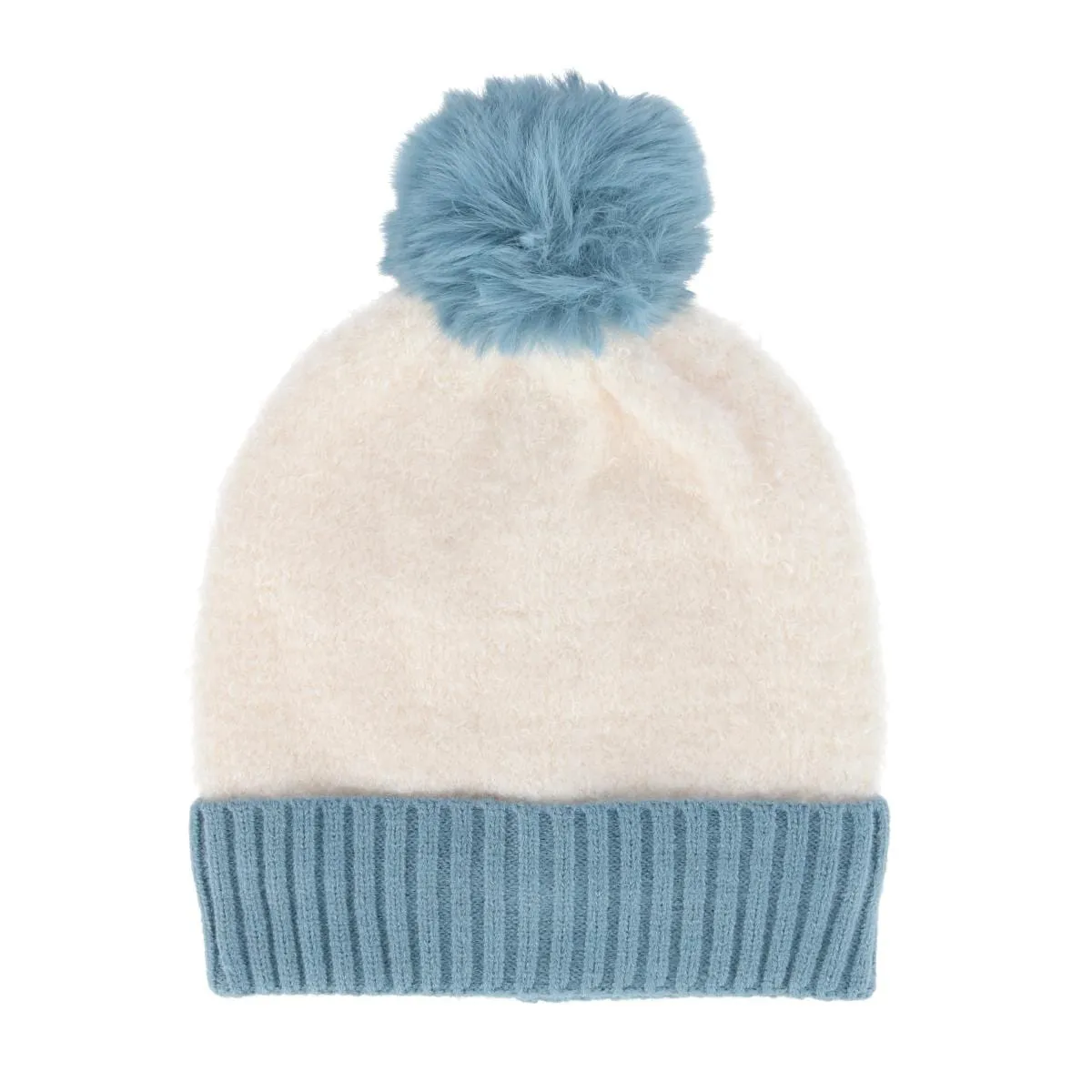 CTM® Women's Two Tone Knit Winter Beanie Hat with Pom