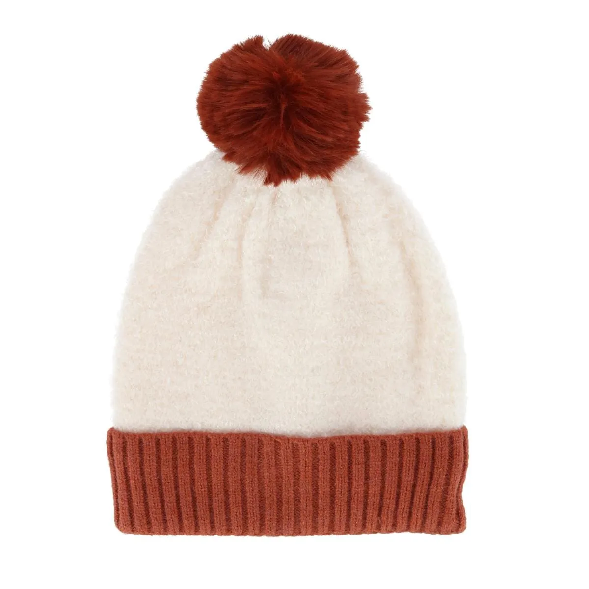 CTM® Women's Two Tone Knit Winter Beanie Hat with Pom