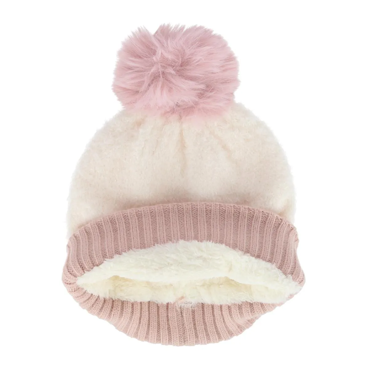 CTM® Women's Two Tone Knit Winter Beanie Hat with Pom