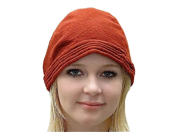 Deep Red-Orange Wool Jersey Woman's Beanie