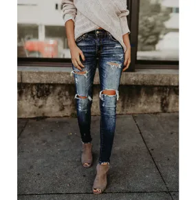Distressed Mid Rise Jeans